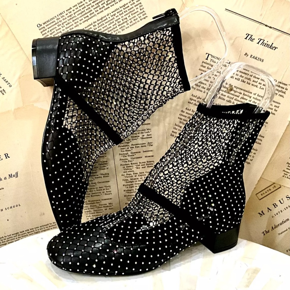 Free People Jeffrey Campbell Magic Hour Mesh Heels Black Jewels Back Zipper - Picture 2 of 11